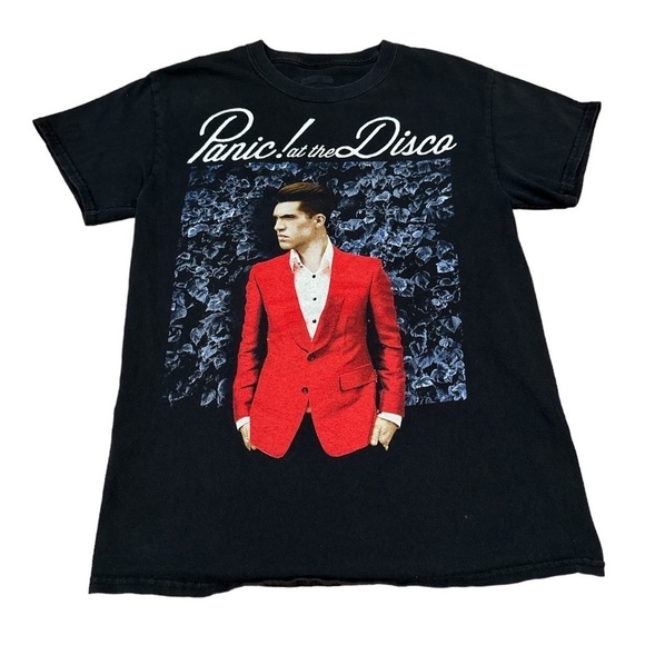 Panic at the disco Y2K emo music men’s small black band t-shirt hi fidelity - Picture 1 of 5